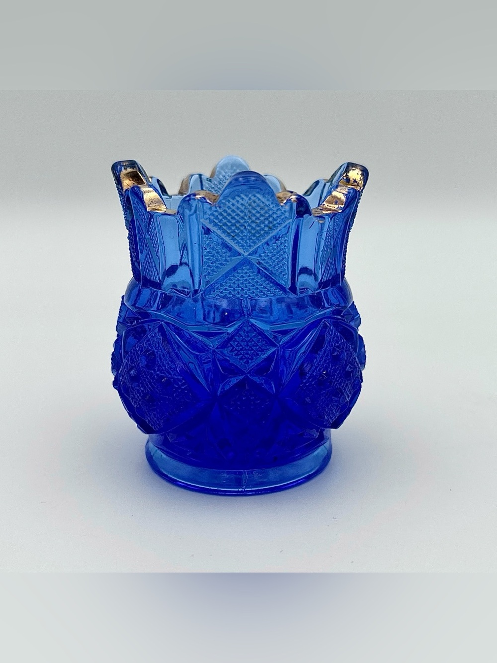 Antique 1898 McKee & Bros. Cobalt Blue "Sunbeam" Toothpick Holder